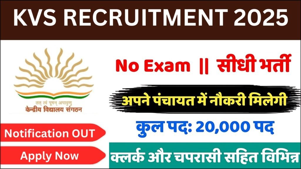 KVS Recruitment 2025, Apply for Over 30,000 Posts